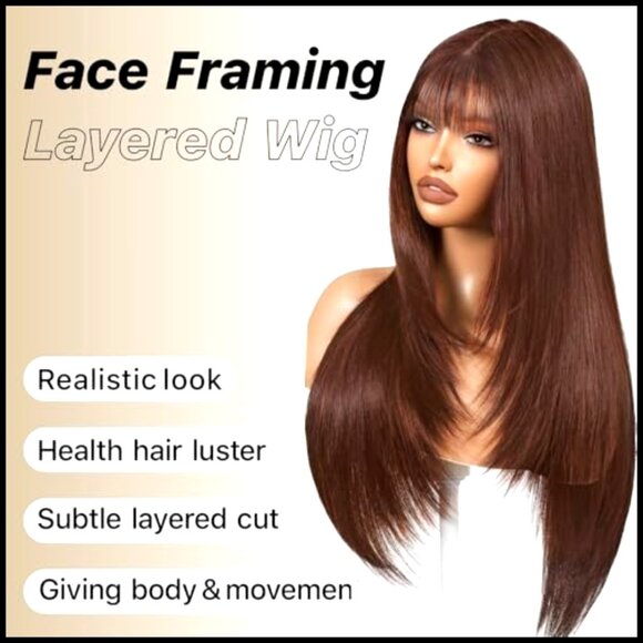 Synthetic Heat-Resistant Wig with Bangs Layered Style for Daily Party Use main image 3